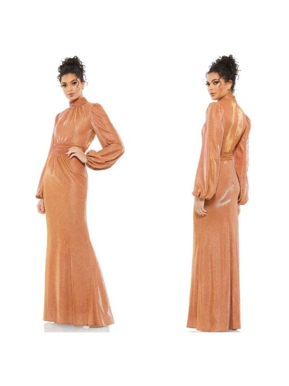 Mac Duggal Bishop Sleeve High Neck Dress Sz 12